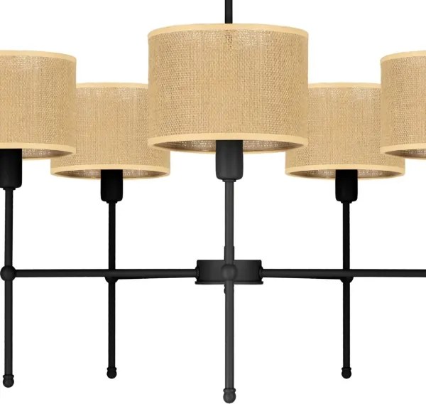 Rúdon függesztett csillár MADELA 5xE14/40W/230V juta/fekete