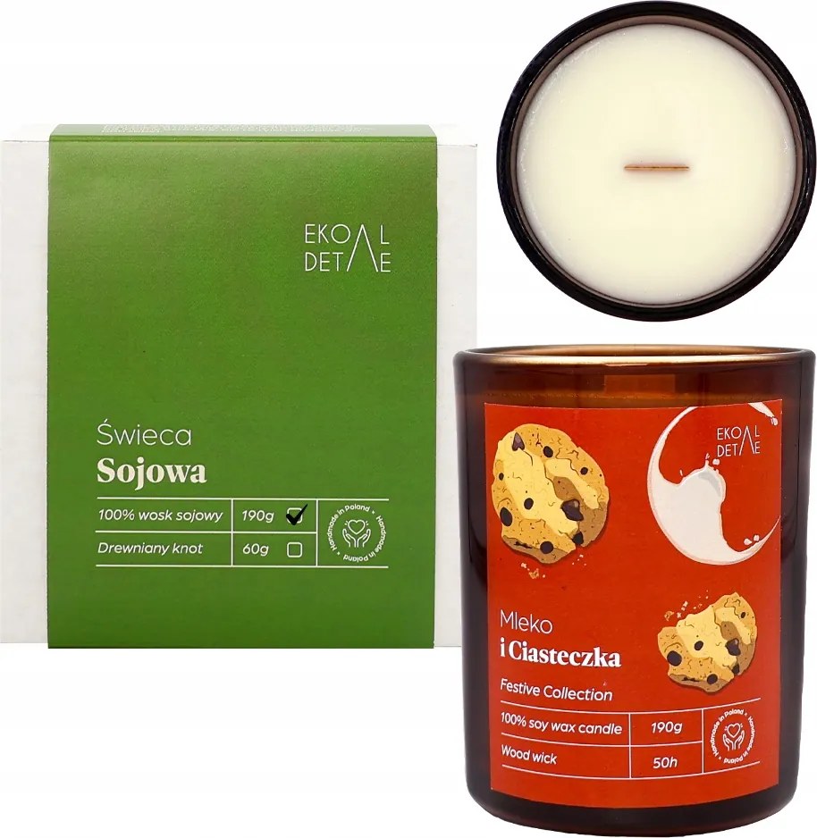 Szójagyertya üvegben Karácsonyi tej és keksz 190 g ökoRészletek Ajándék