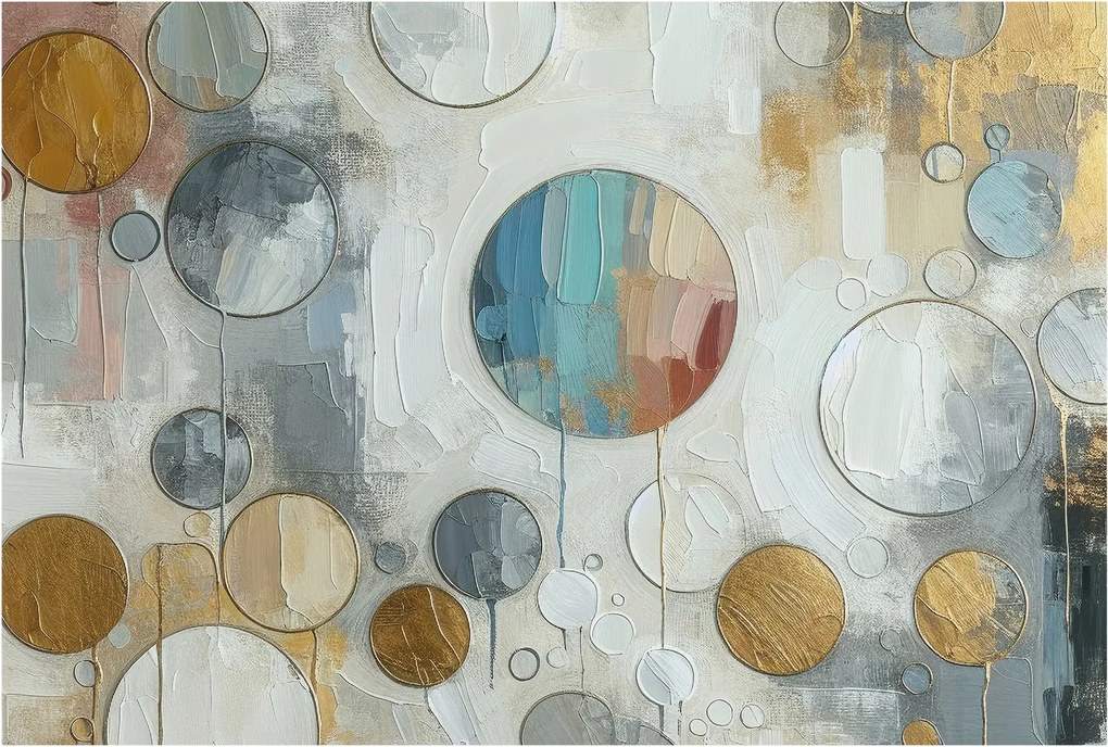 Divatos Flizelin Tapéta Fali Furnér Geometrikus kerekek 104x70 Ragasztó