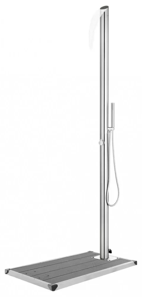 rozsdamentes acél kerti zuhany szürke aljjal 225 cm