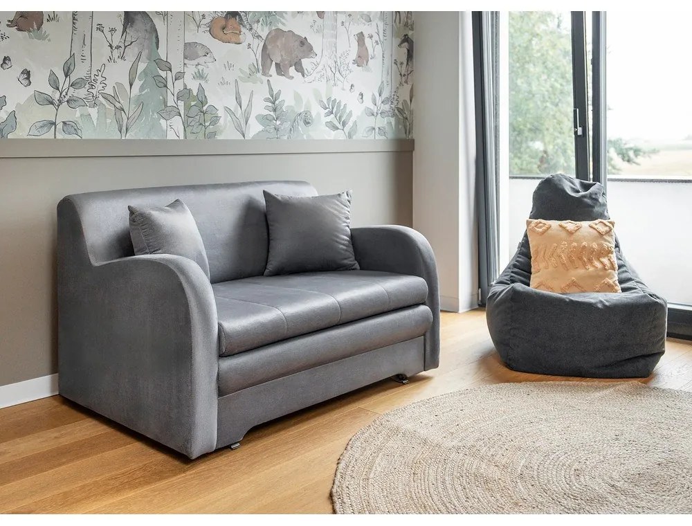 Világosszürke bársony kinyitható kanapé 130 cm Ario – ELTAP
