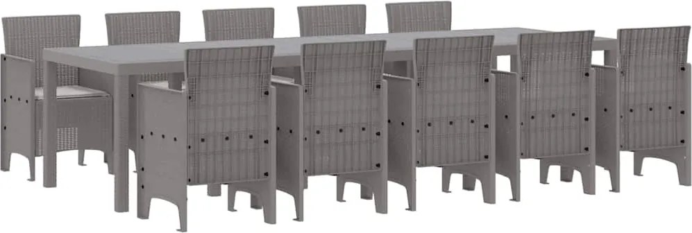 vidaXL Kert étkező szett 11 pcs Világosszürke Rattan és alumínium
