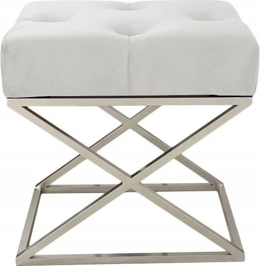 Pad kárpitozott puff fém X fehér-ezüst
