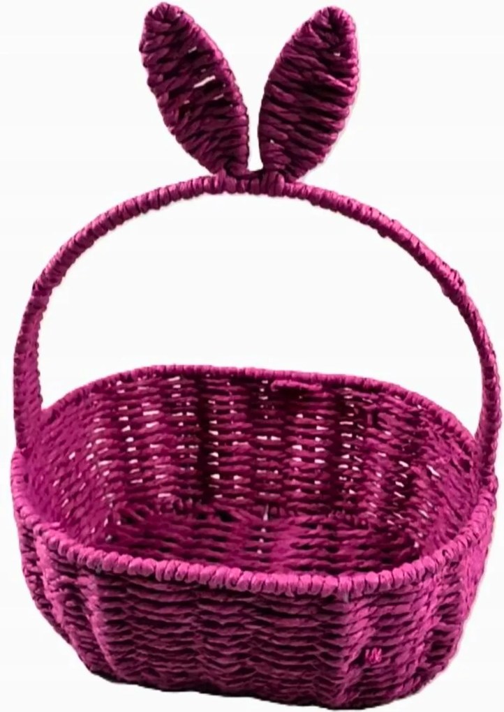 Húsvéti kosár hosszúkás fukszia fülekkel dekoráció 33 cm