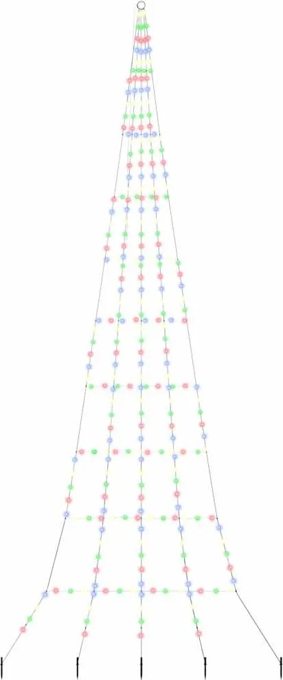 vidaXL LED Karácsonyfák talajráccsal 276 LED-del Sokszínű 511 cm Fém