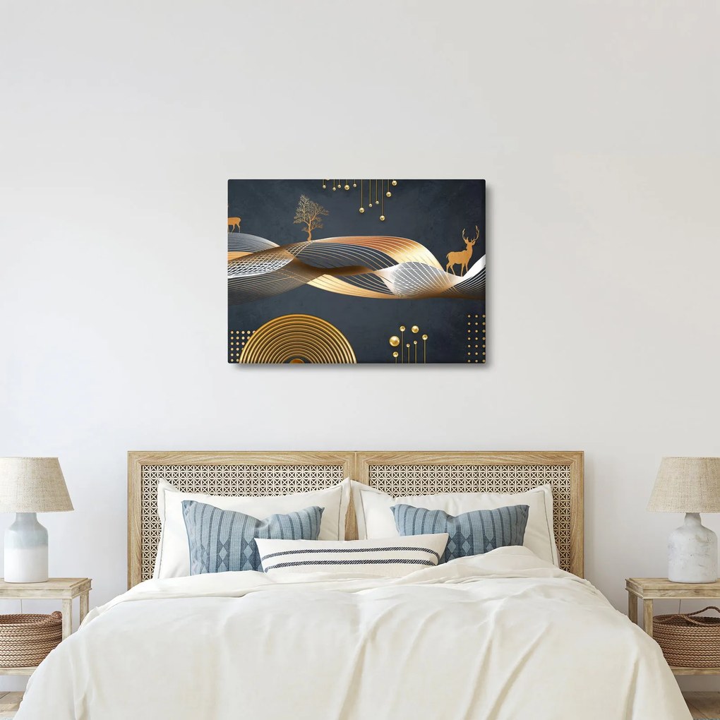 Kép - Grafika szarvassal (70x50 cm)