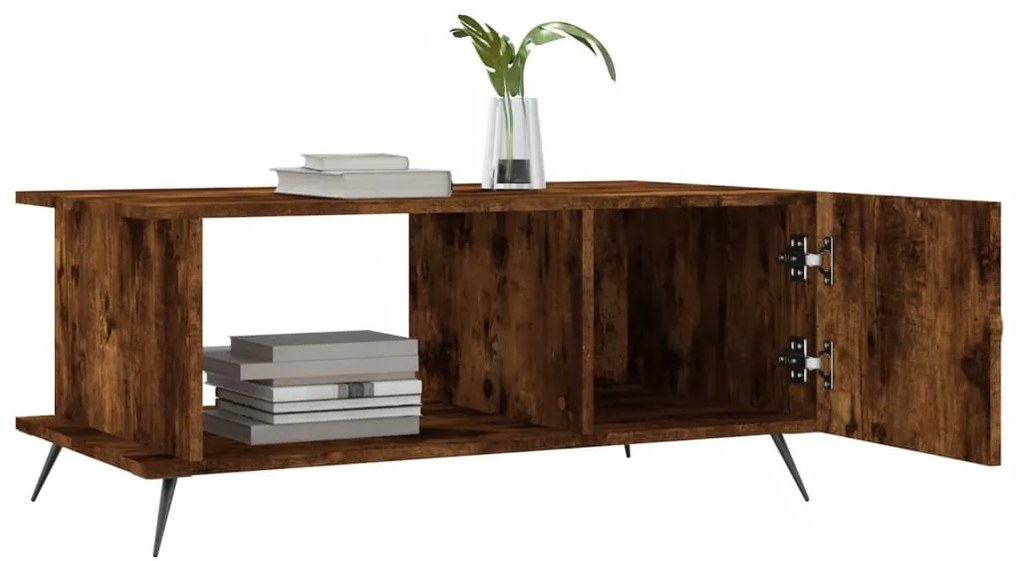 Füstös tölgy színű szerelt fa dohányzóasztal 90 x 50 x 40 cm