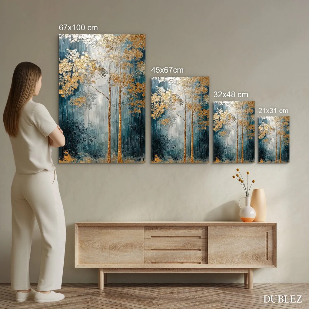 DUBLEZ | Fából készült kép - Festett arany fák