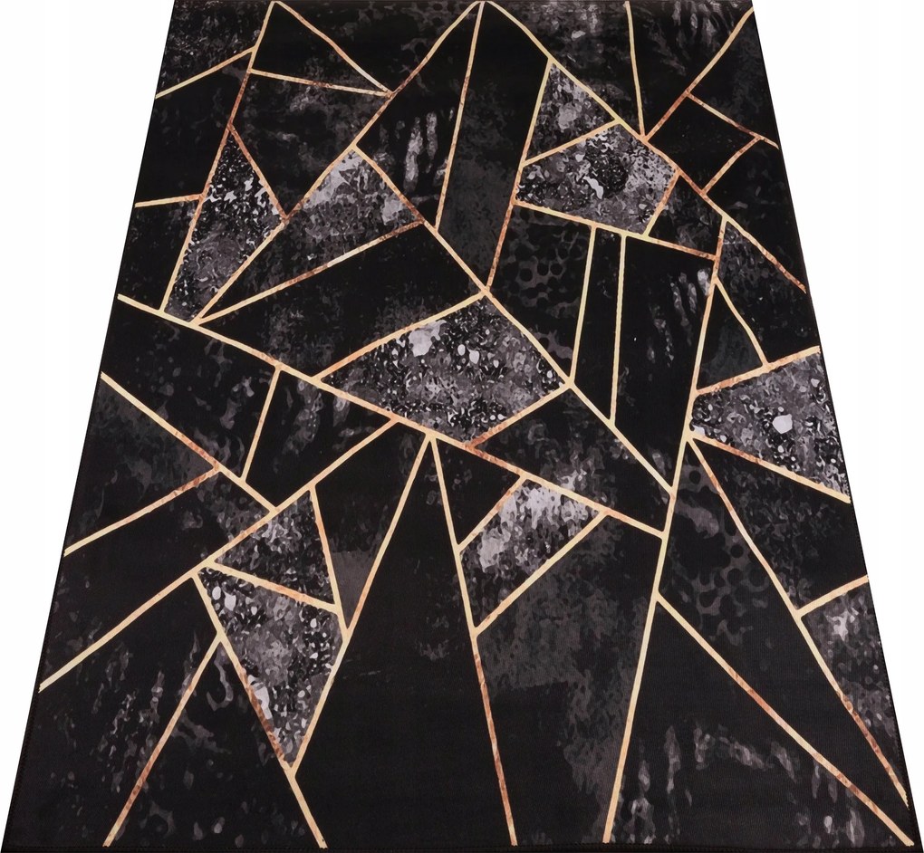 Fekete Szőnyeg Nappali Szobába 160X220 Csúszásgátló Modern Loft Divatos