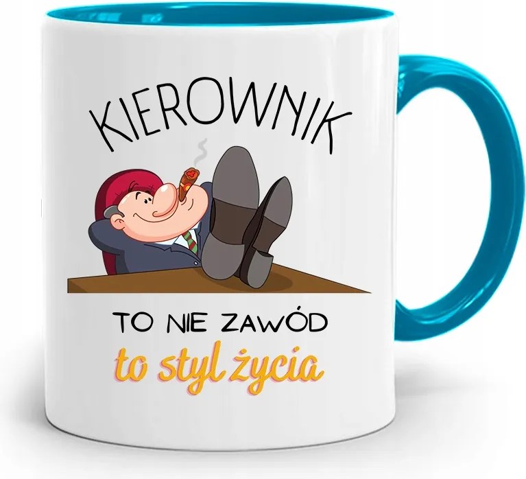 Kék Bögre A Vezetőnek Egy Életstílus, fényképes nyomtatással