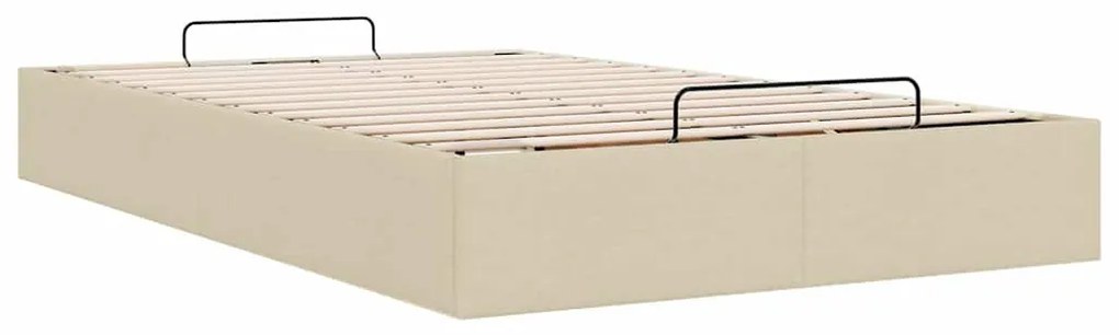 Ottomán krémszínű szövet ágykeret matrac nélkül 120x200 cm