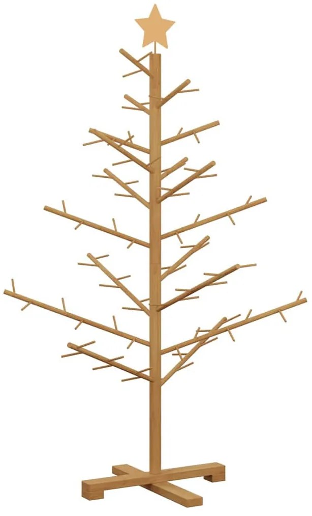 Fából készült Karácsonyfa állvánnyal Barna 125 cm Tömör fenyőfa