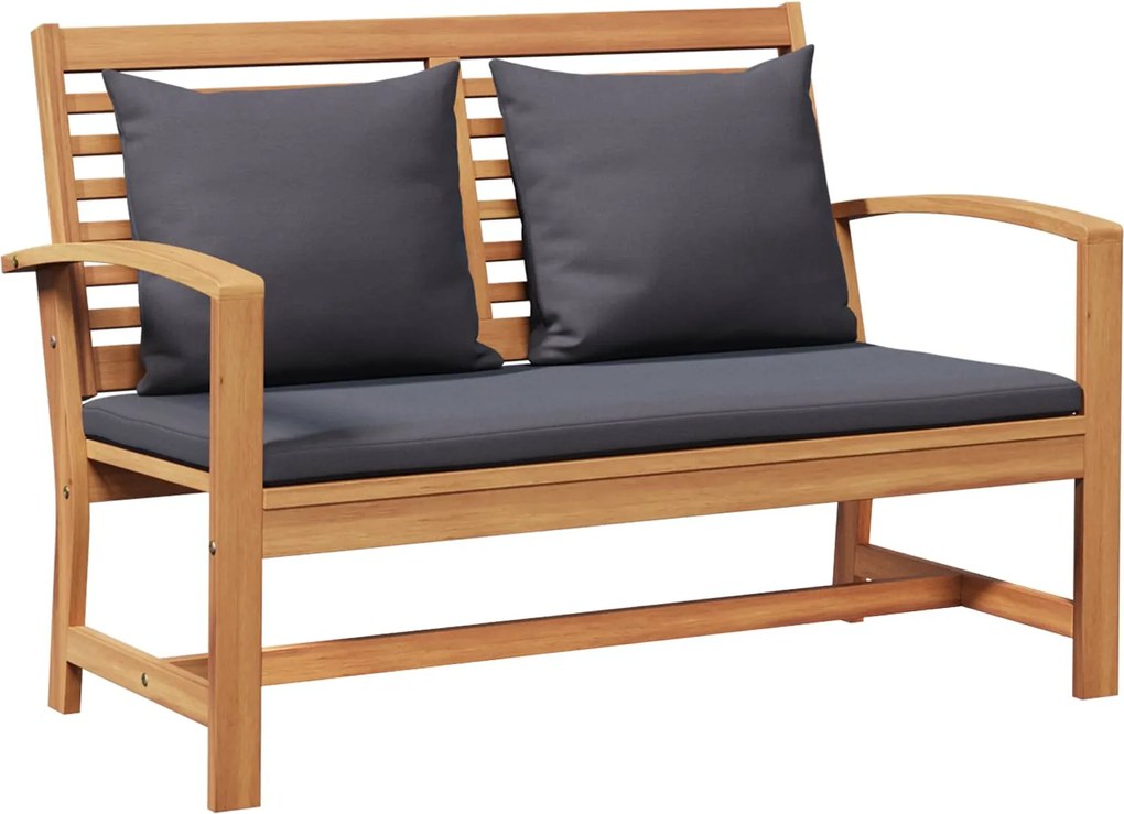 vidaXL pad párnával 2 pcs Barna és sötétszürke Tömör Teakfa