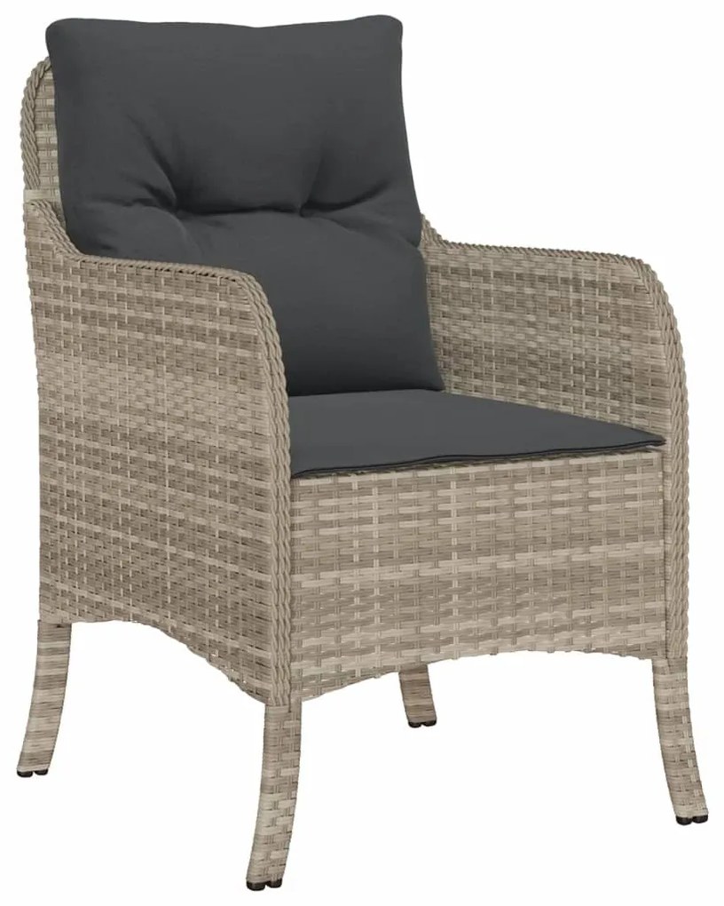 3részes világosszürke polyrattan kerti étkezőgarnitúra párnával