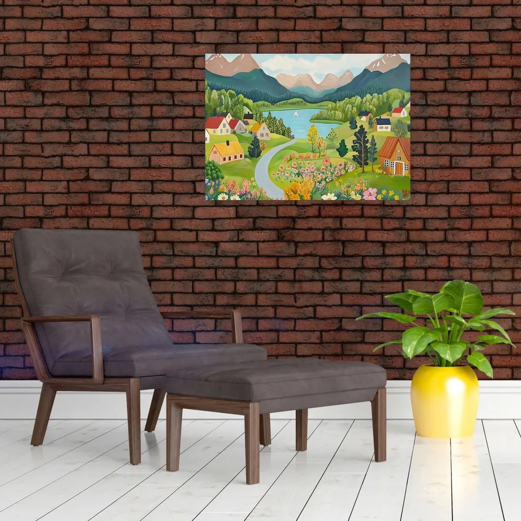 Kép - Falu a hegyekben (70x50 cm)