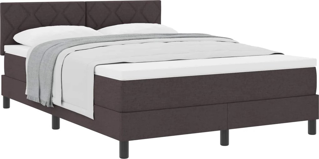 vidaXL Boxrugós ágy matracmal Sötét Barna 160 x 200 cm szövet