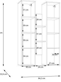 Fali polc INAR, tölgy/bézs