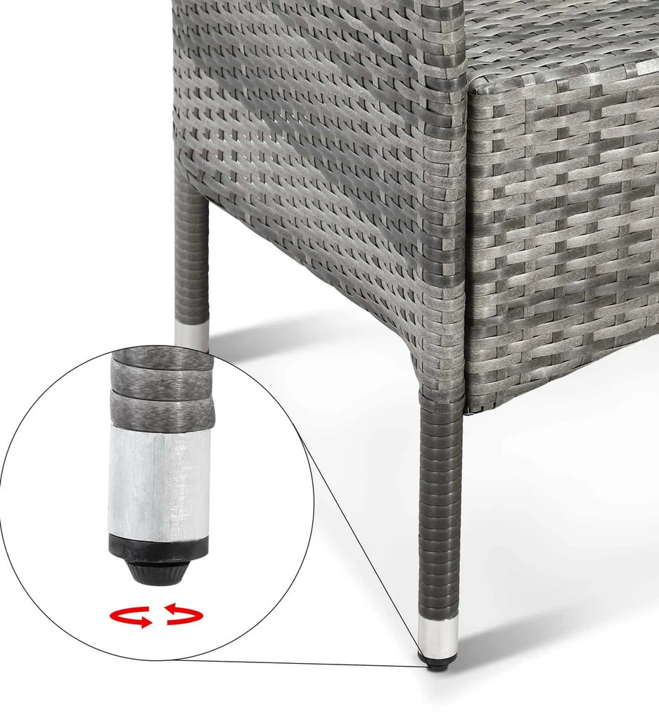 Casaria® Kerti rattan garnitúra Bali 1+8 - szürke/antracit