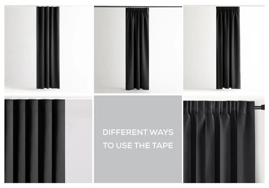 Fekete sötétítő termo függöny 140x245 cm Pleat – Restilo