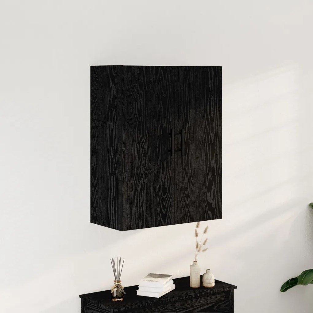 Fali Szekrény Fekete Tölgy 69,5x34x90 cm Mérnöki Fa