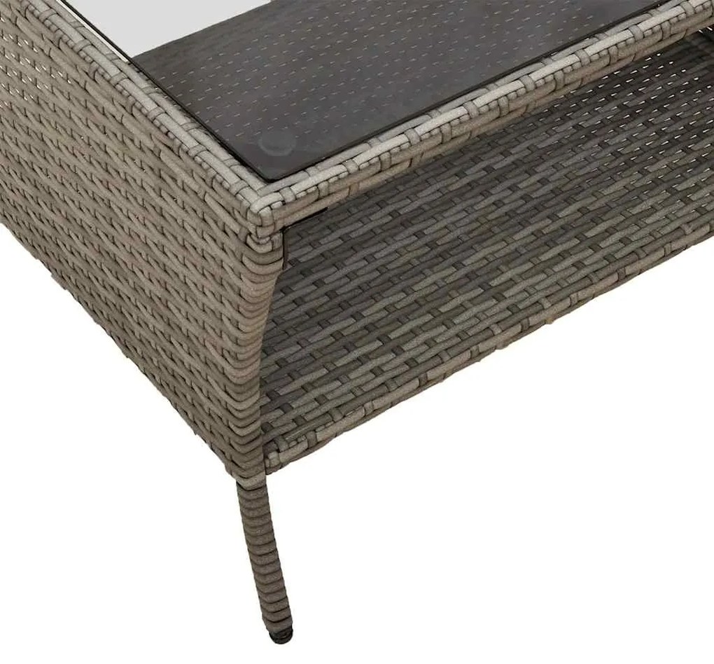 2 személyes szürke polyrattan kerti kanapé asztallal&amp;párnával