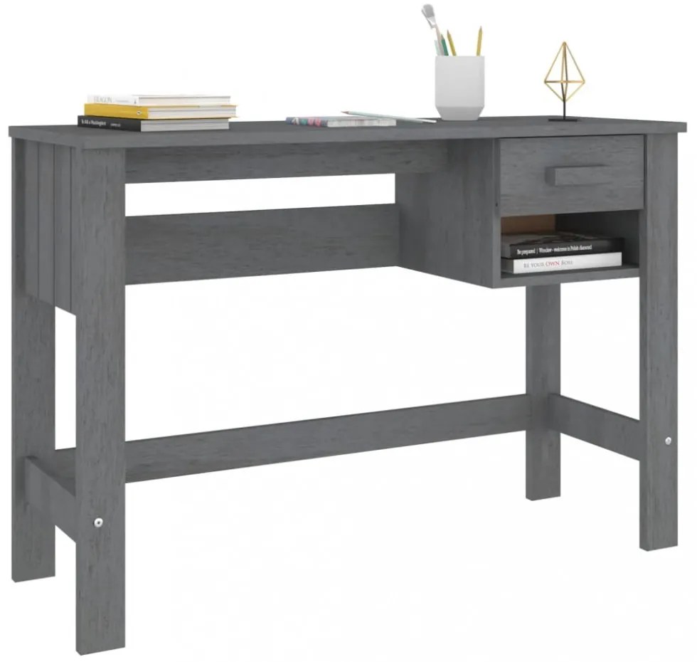 HAMAR sötétszürke tömör fenyőfa íróasztal 110 x 40 x 75 cm
