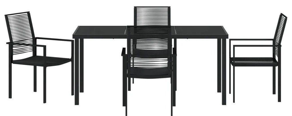 5 darabos kerti étkező szett Fekete PVC Rattan