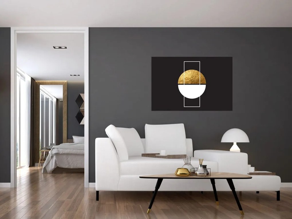 Kép - Absztrakció arany és fekete N⁰1 (90x60 cm)