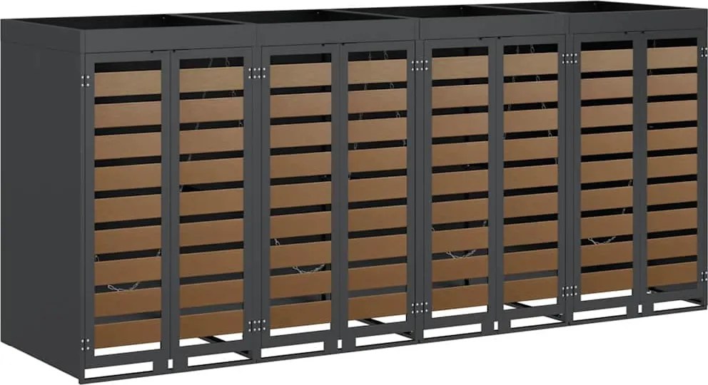 vidaXL Gurulós kuka tároló 3 kukához Antracit 340 x 77.5 x 115.5 cm