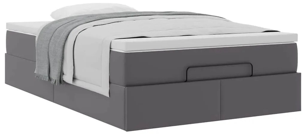 Ottomán ágykeret matraccal Szürke 120x200cm műbőrrel