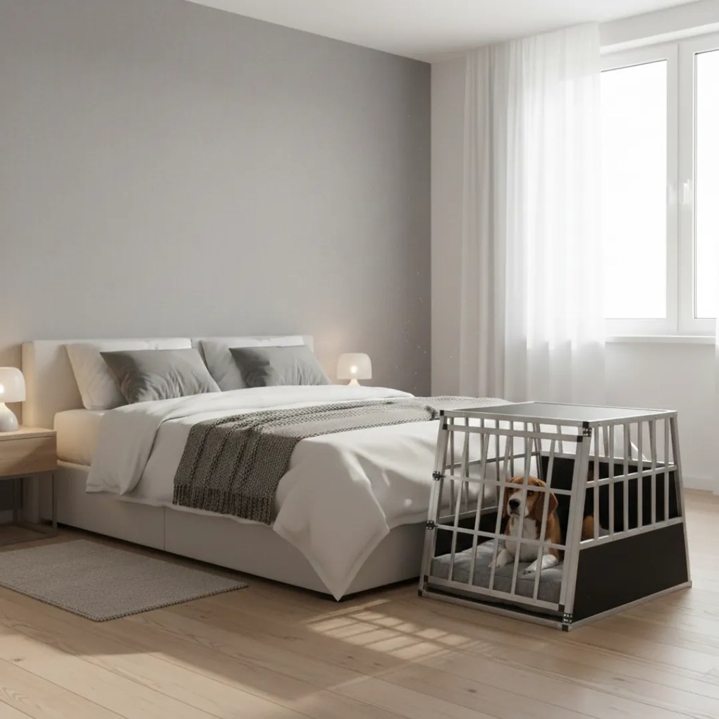 BRUNO kutyaszállító box, 66x90x72cm, ezüst/fekete Jurhan