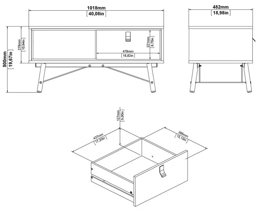 Natúr színű dohányzóasztal 48x102 cm Ry – Tvilum