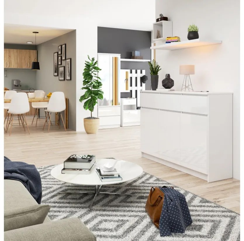 KLARIS 2 komód, 138x99x40, fehér/bézs