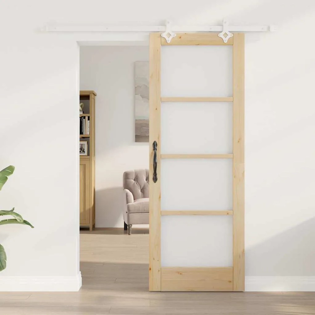 Csúszóajtó Barna 73.5 x 198.5 cm Fa és fém