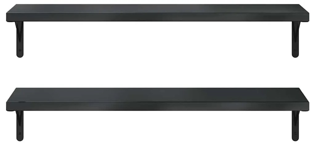 2 db fekete rozsdamentes acél fali polc 100 x 30 cm