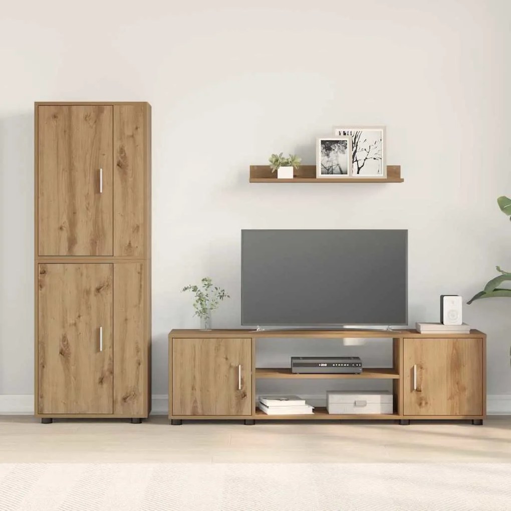 4 részes TV szekrény szett 4 pcs kézműves tölgy Faanyag
