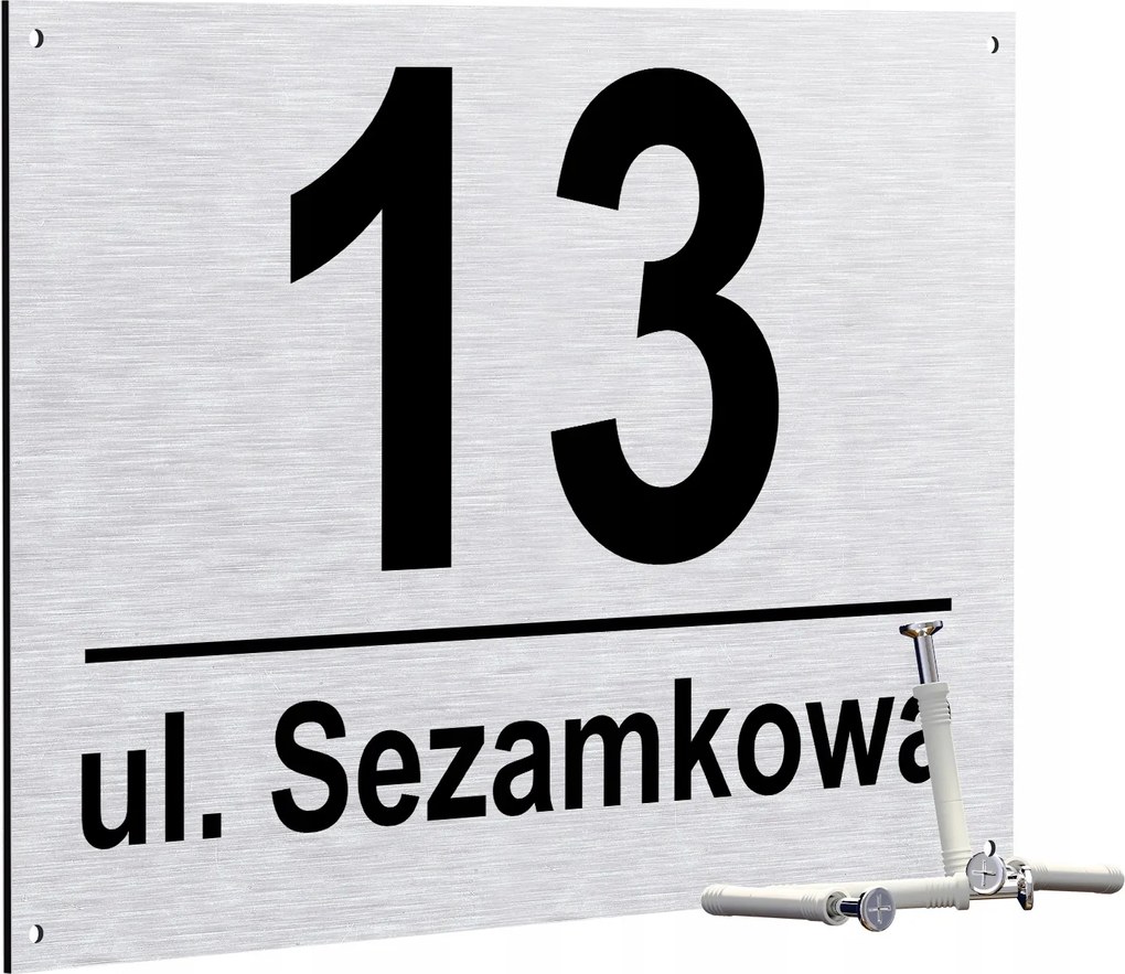 Házszám Otthon Címtábla Házszám Ezüst 40x30 (4 db tipli)
