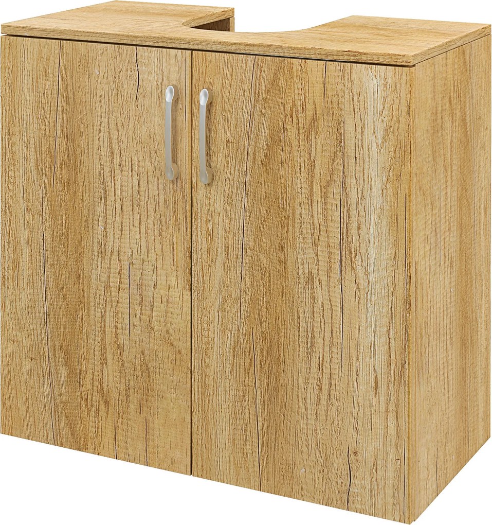 HOMCOM Modern Fürdőszobai Mosdókagyló Alatti Szekrény, Fali Szekrény 2 Ajtóval és 2 Polccal, U-alakú Kivágással Fából, Mosdókhoz Talppal vagy Anélkül,