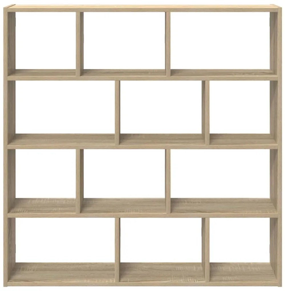 sonoma tölgyszínű szerelt fa fali kockapolc 12 rekeszes színű