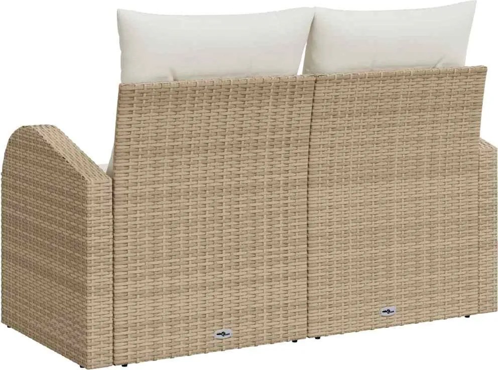 vidaXL Kerti kanapé párnával Bézs 124 x 62 x 69 cm polirattan