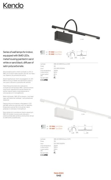 Redo 01-3464 - LED Képmegvilágító KENDO LED/6W/230V 34,4 cm CRI 92 fehér