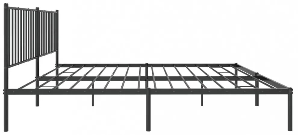 fekete fém ágykeret fejtámlával 180 x 200 cm