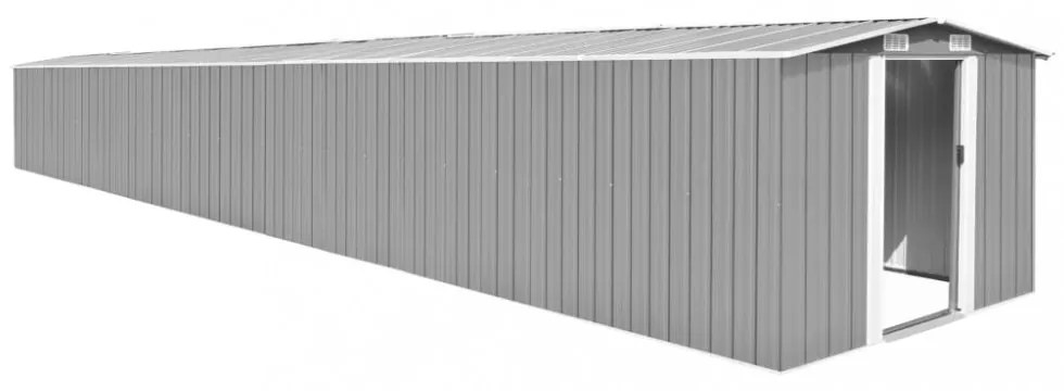 szürke horganyzott acél kerti fészer 257 x 990 x 181 cm
