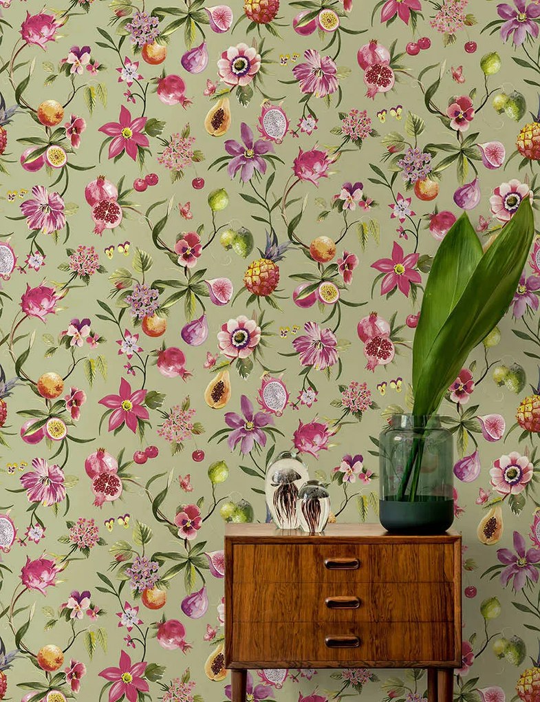 Holden Decor Wanderlust Tropica zöld gyümölcsös vlies tapéta – 92110