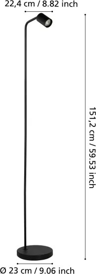 Eglo 901865 - Állólámpa RIGOMAGNO 1xGU10/5W/230V fekete
