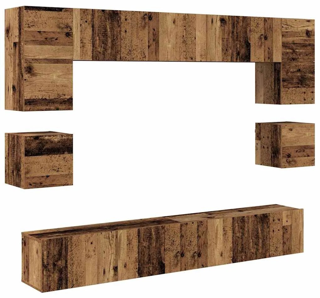 TV szekrény garnitúra 8 pcs Régi fa 100 x 30 x 30 cm Faanyag