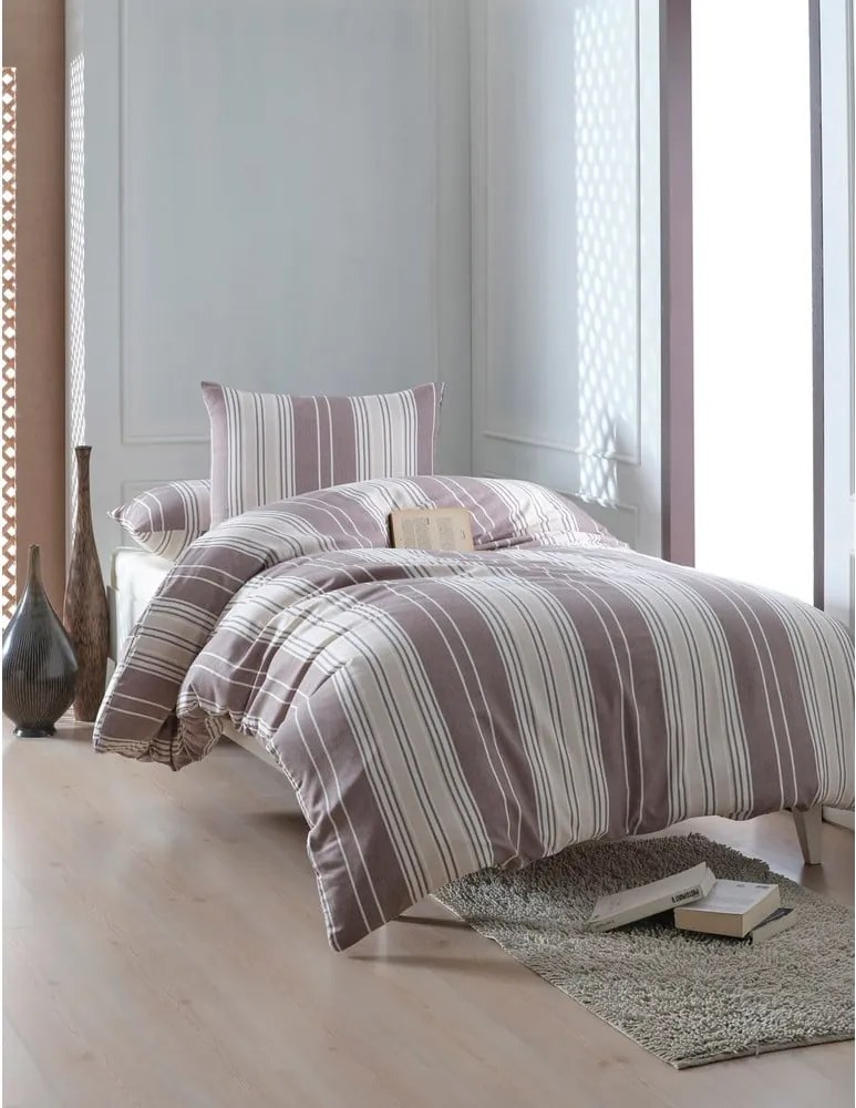 Barna-bézs egyszemélyes ágyneműhuzat 140x200 cm Lima – Mijolnir