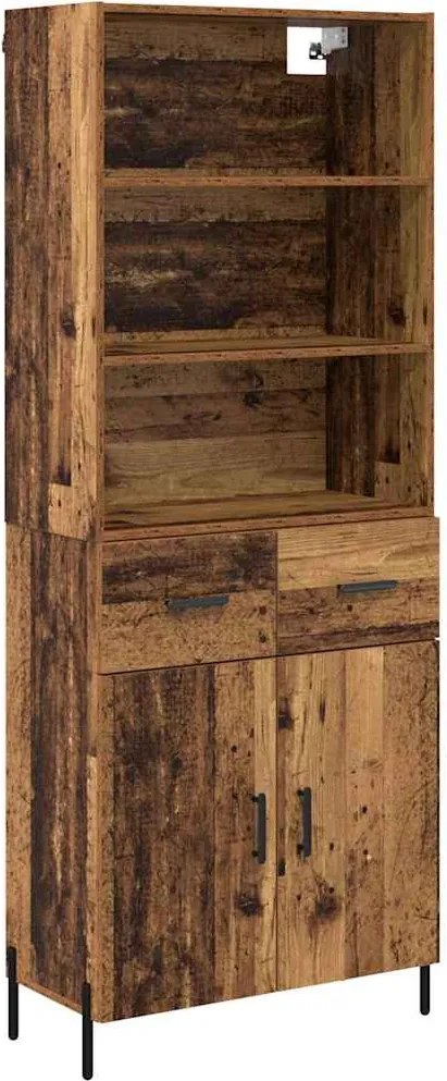 vidaXL Magasfiú fiókkal Öreg fa 69,5 x 32,5 x 180 cm Faanyag
