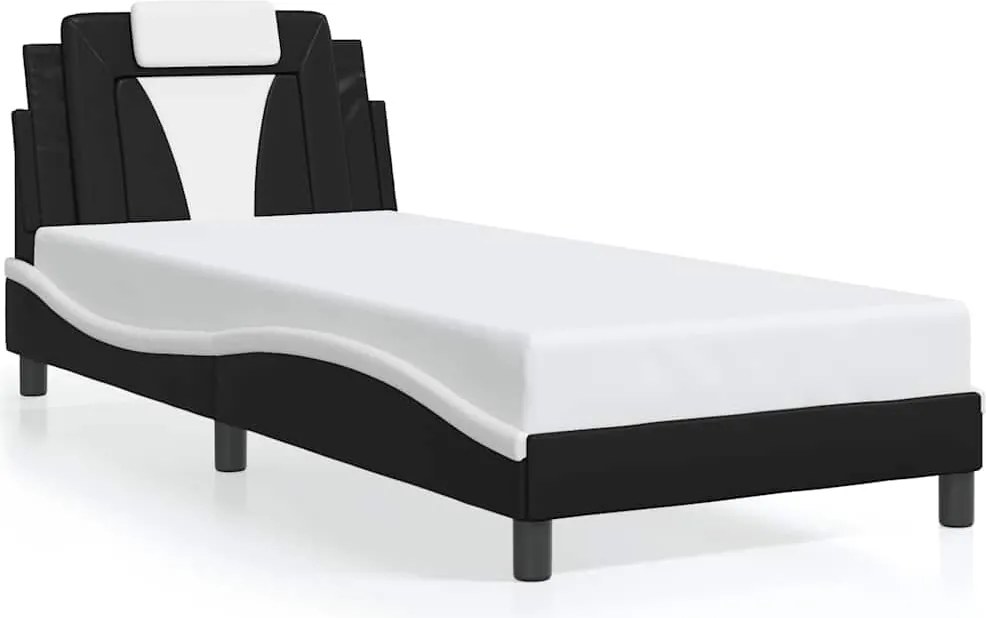 vidaXL fekete és fehér műbőr ágykeret Viana matrac nélkül 90 x 200 cm