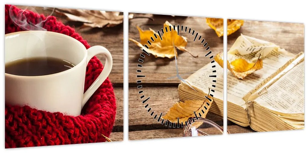 Kép - Őszi csésze tea (órával) (90x30 cm)